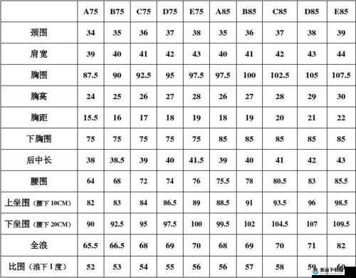 欧洲尺码与亚洲尺码对应表全览